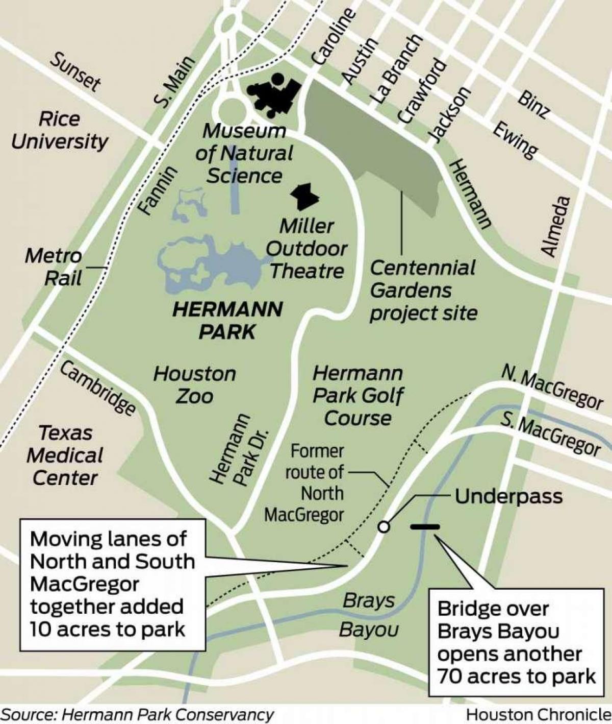 mapa Hermann park