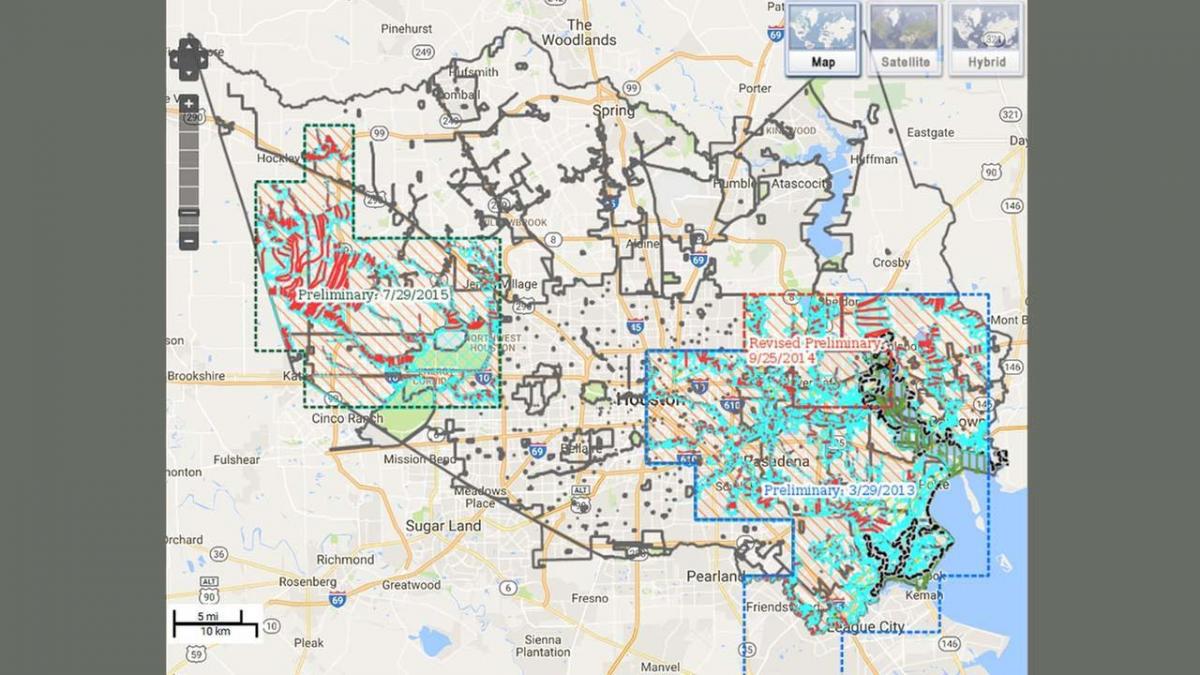 mapa powodzi w Houston