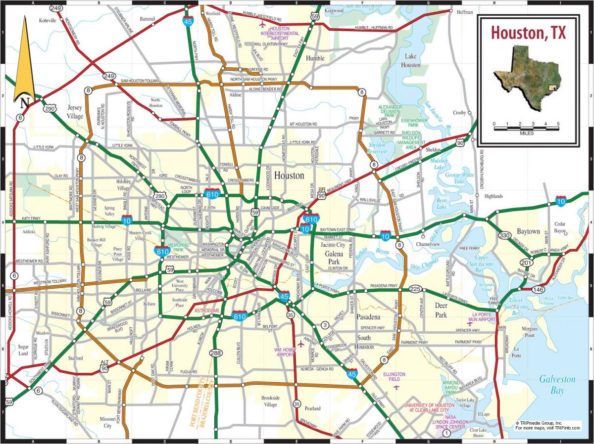 mapa Houston w stanie Teksas