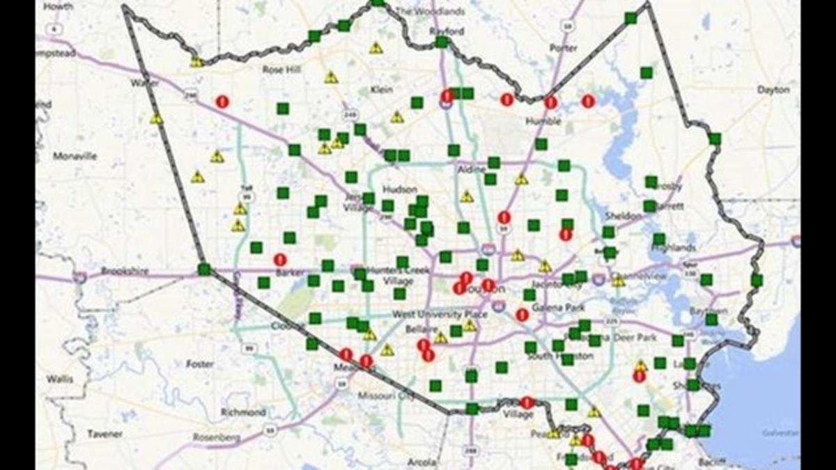 mapa stref powodzi w Houston