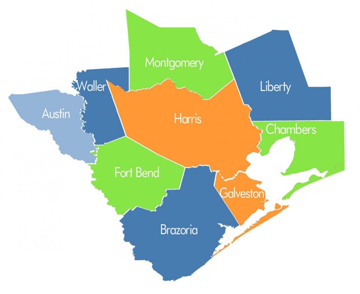 mapa powiatu w Houston