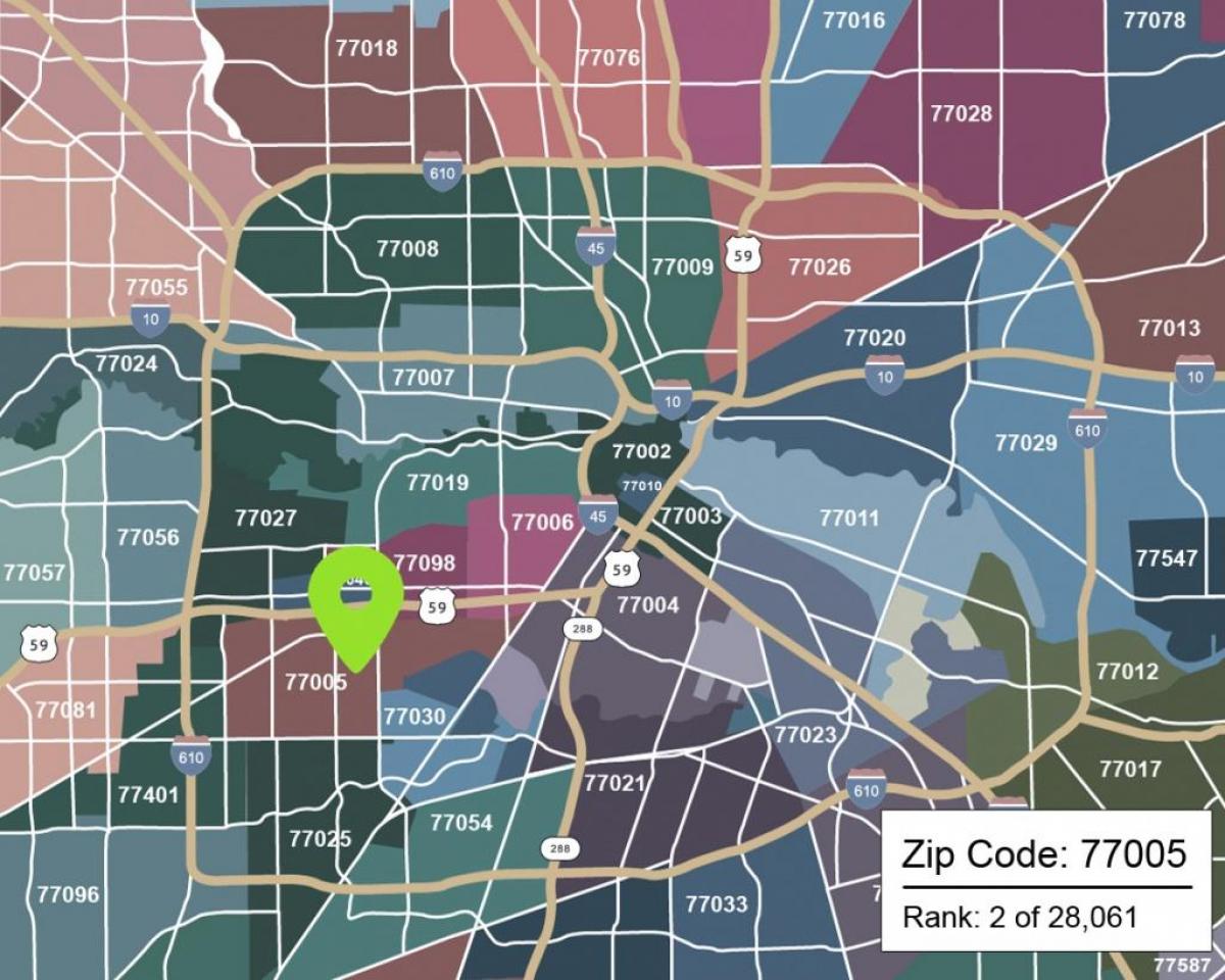 Houston mapie z zip-kodami