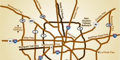Mapa Houston autostrady