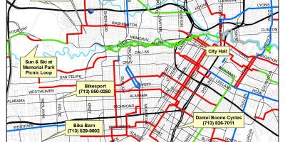 Trasy rowerowe Houston mapie