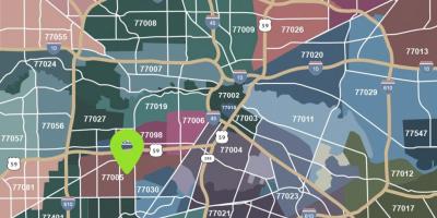 Houston mapie z zip-kodami